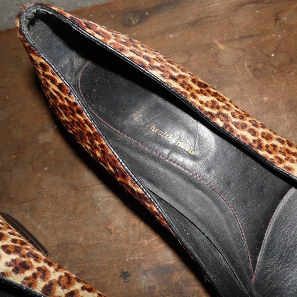 OH! HEALTHY HEELS sz 8.5 leopard cheetah fur low heels comfort - Picture 4 of 7